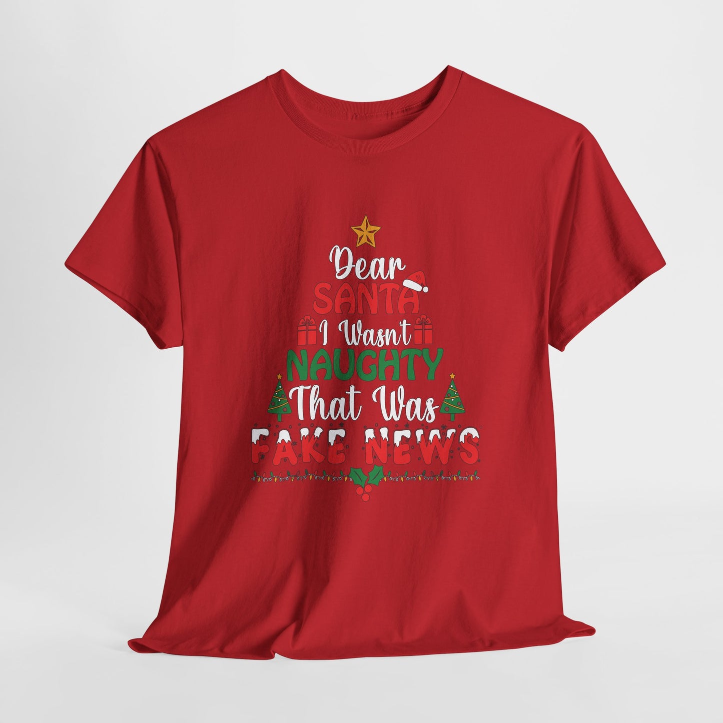 Funny Holiday Christmas Unisex Tee - 'Dear Santa I Wasn't Naughty That Was Fake News'