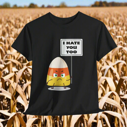 Candy Corn With Sign - I Hate You Too - Gildan 5000 Unisex T-shirt