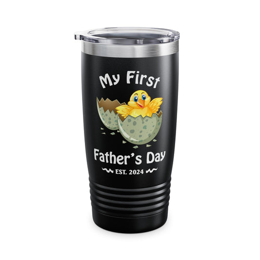 My First Father's Day 2024, with hatching chick - Ringneck Tumbler, 20oz