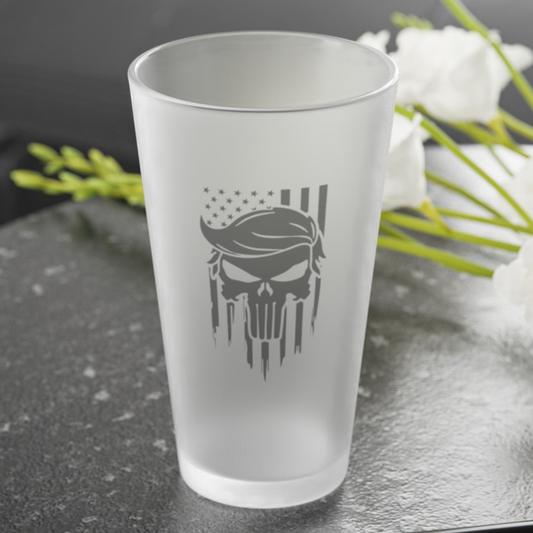 Flag Skull - Frosted Pint Glass, 16oz