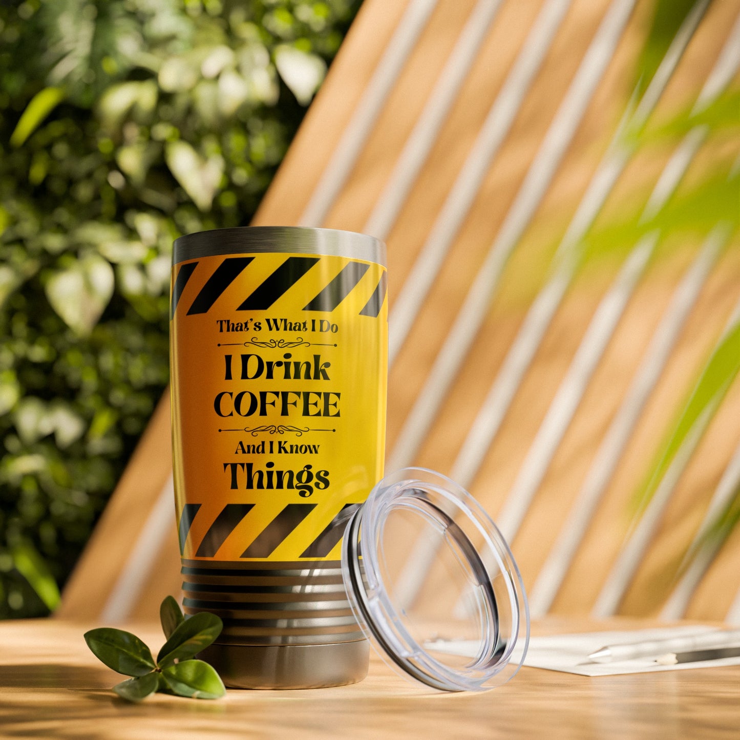 CAUTION, I Drink Coffee, And I Know Things - Ringneck Tumbler, 20oz