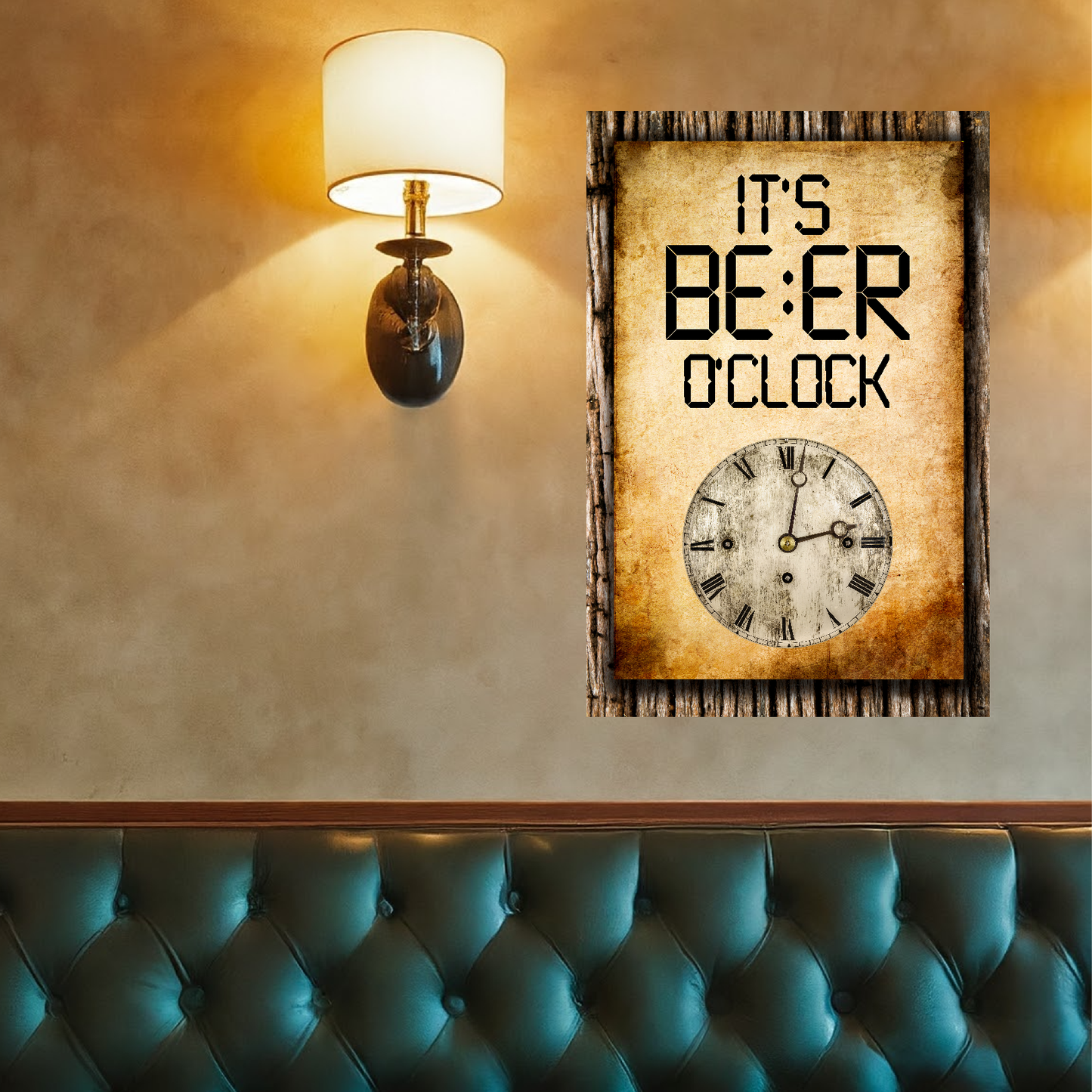 It's BEER O'clock (clock) - 12" x 18" Vintage Metal Sign