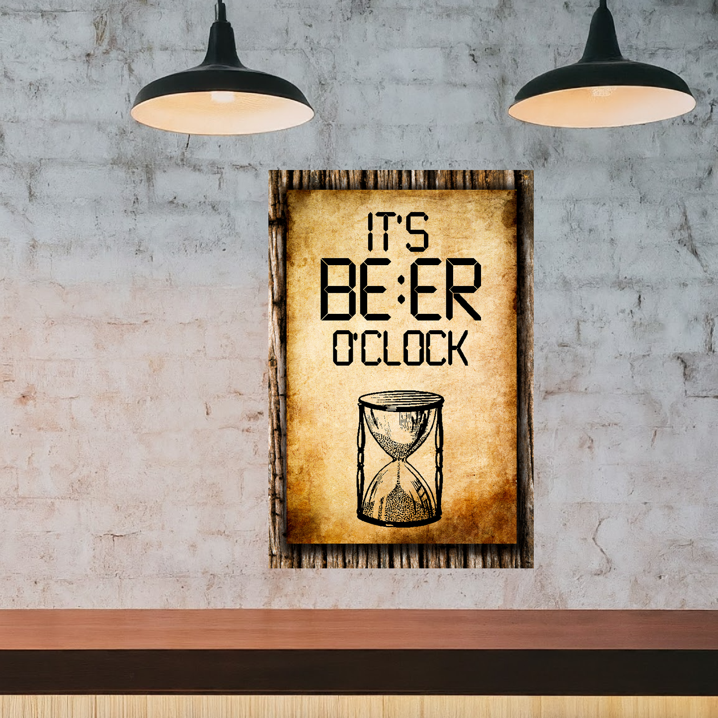 It's BEER O'clock (HourGlass) - 12" x 18" Vintage Metal Sign