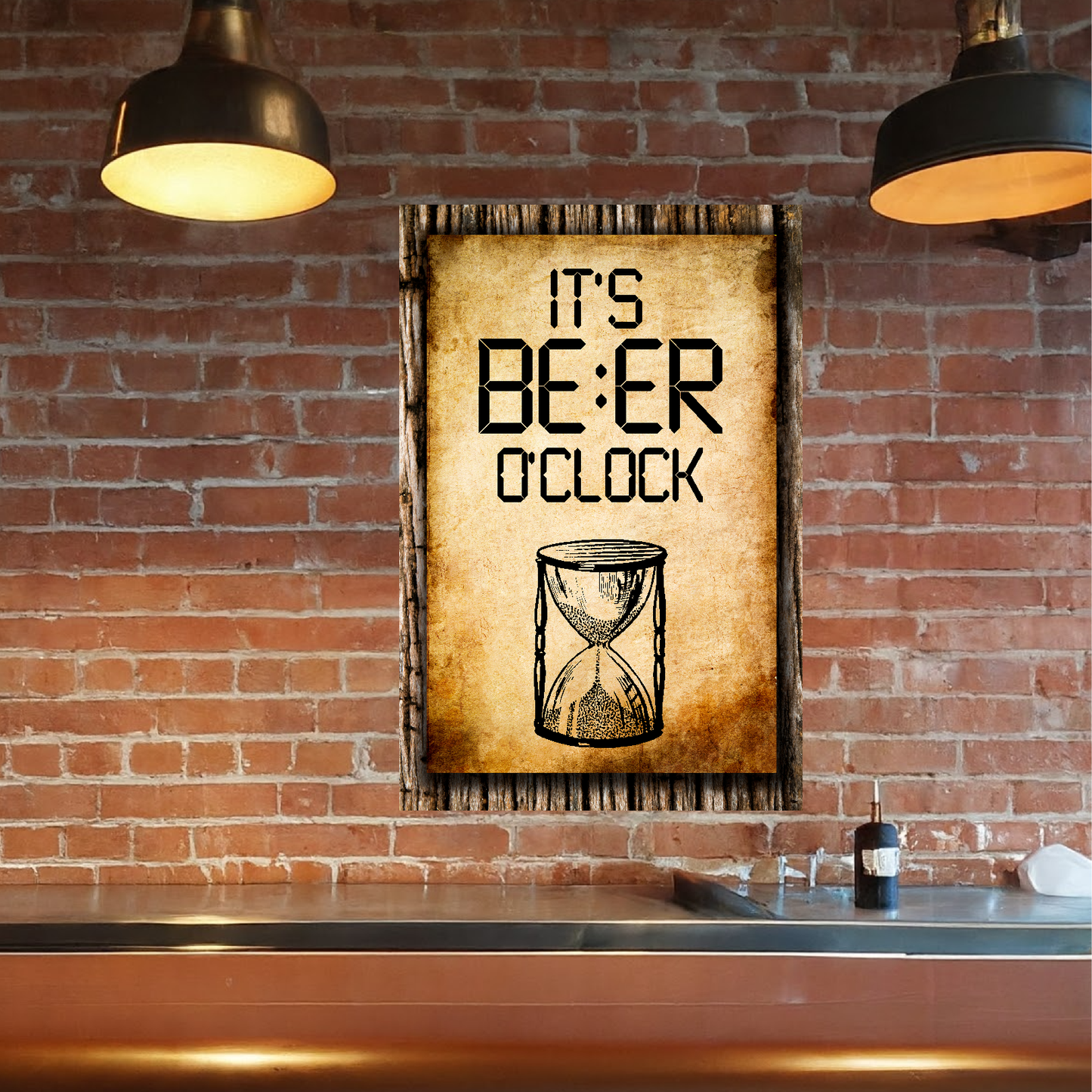 It's BEER O'clock (HourGlass) - 12" x 18" Vintage Metal Sign