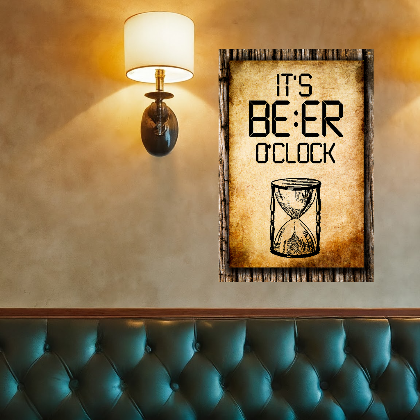 It's BEER O'clock (HourGlass) - 12" x 18" Vintage Metal Sign