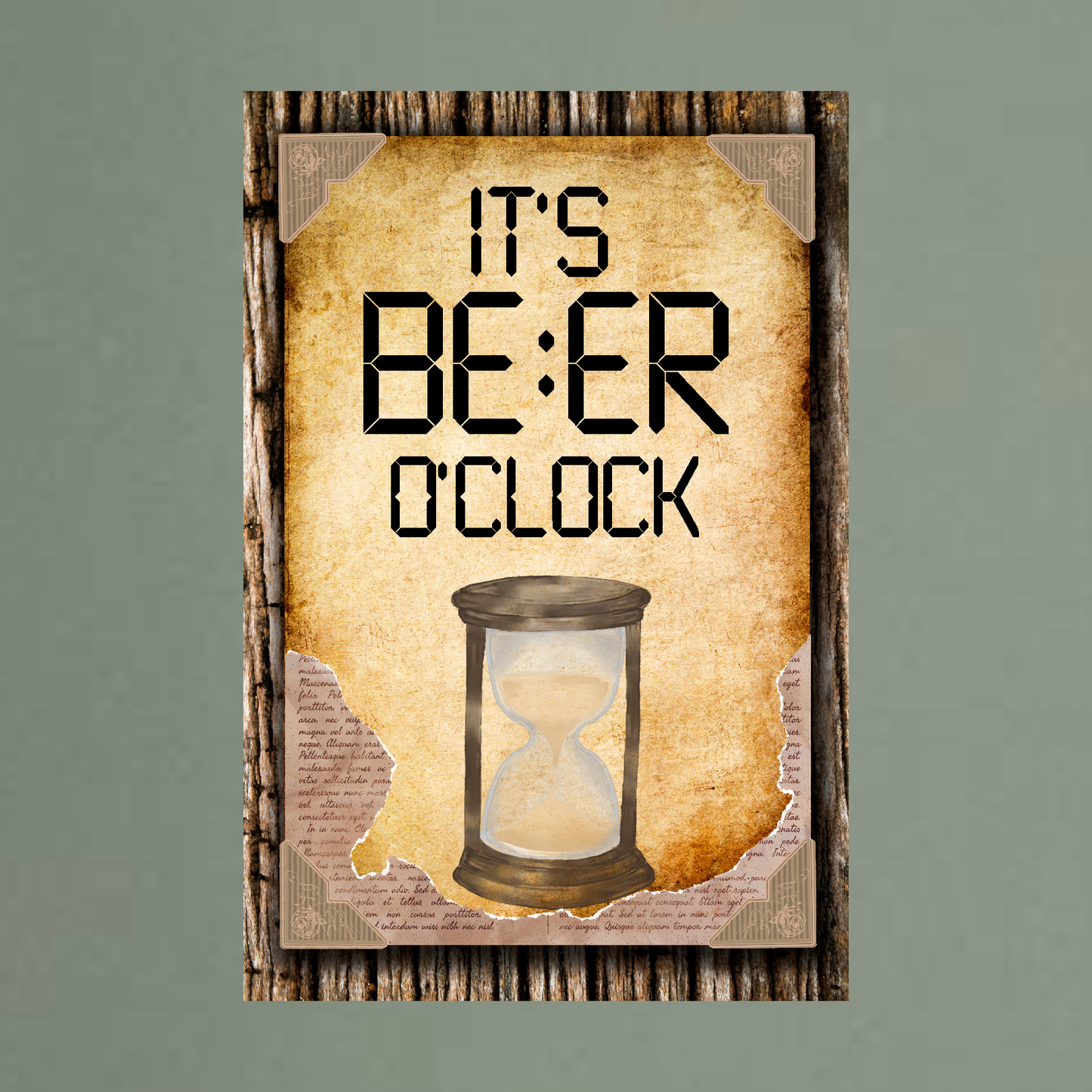 It's BEER O'clock (Paper) - 12" x 18" Vintage Metal Sign