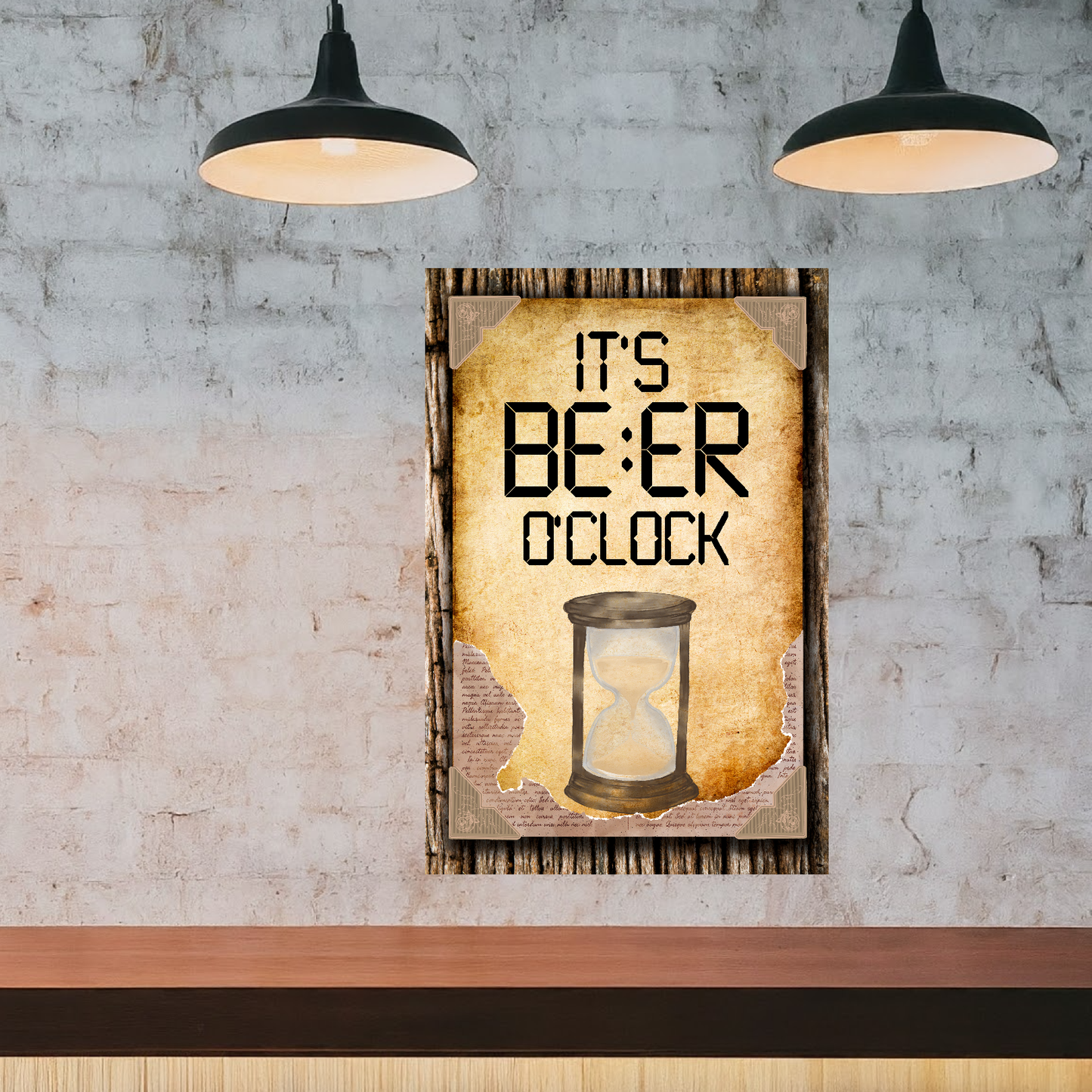 It's BEER O'clock (Paper) - 12" x 18" Vintage Metal Sign