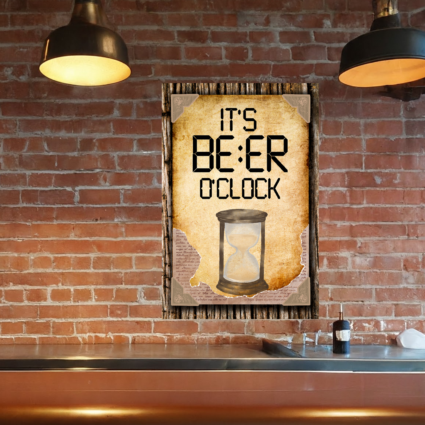 It's BEER O'clock (Paper) - 12" x 18" Vintage Metal Sign