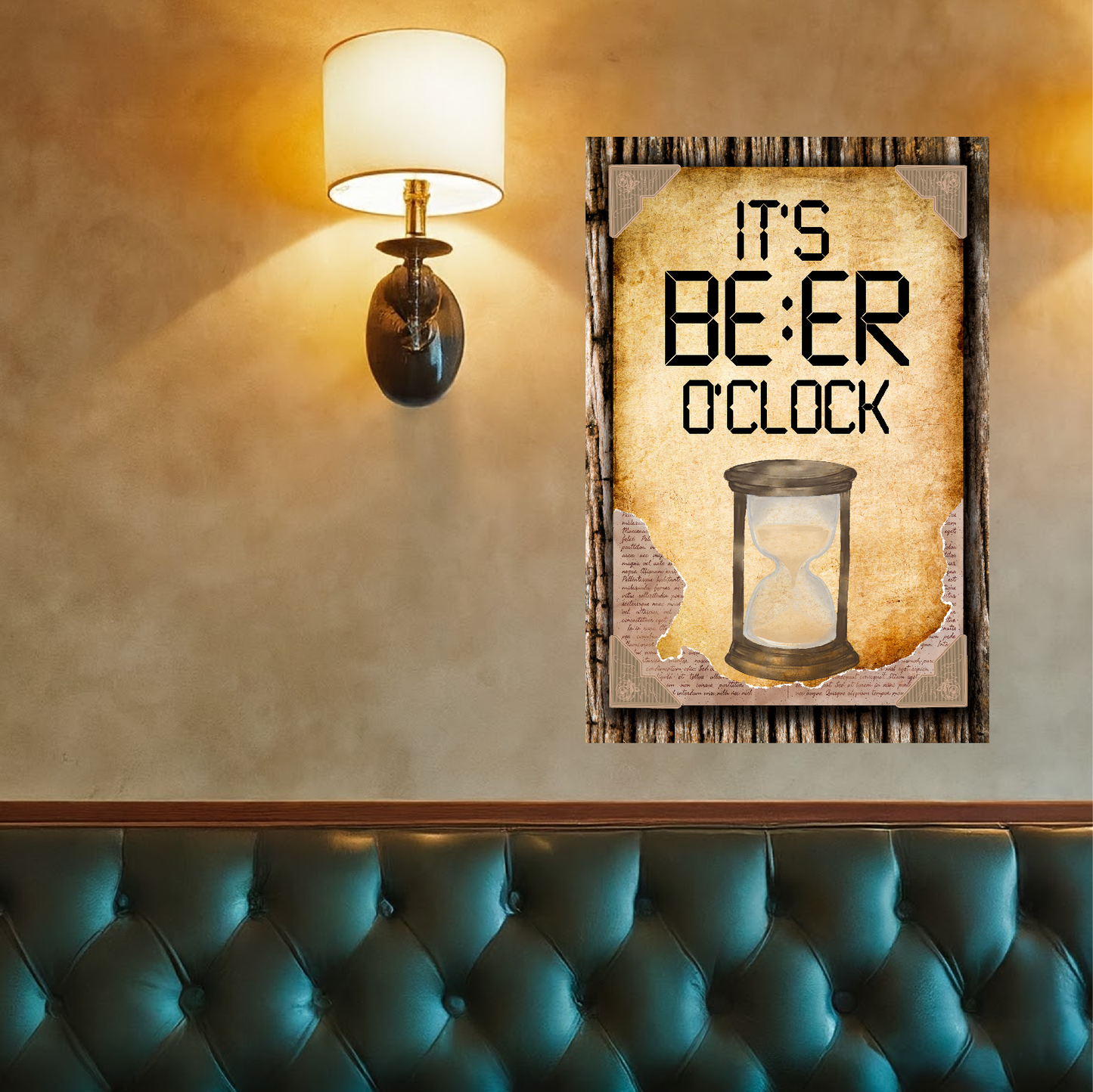 It's BEER O'clock (Paper) - 12" x 18" Vintage Metal Sign