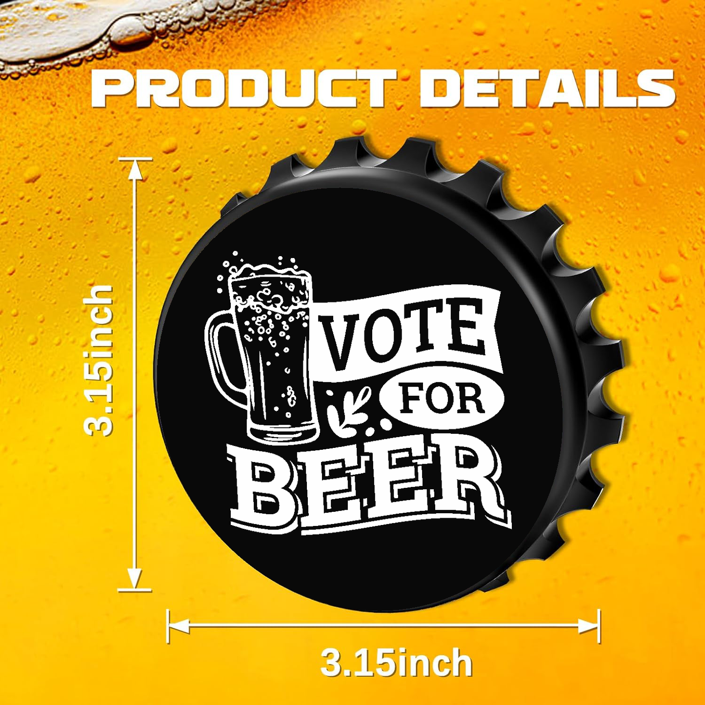 VOTE For BEER - Designer Beer Bottle Opener Magnet for Refrigerator, Gifts for Beer Lovers, Black