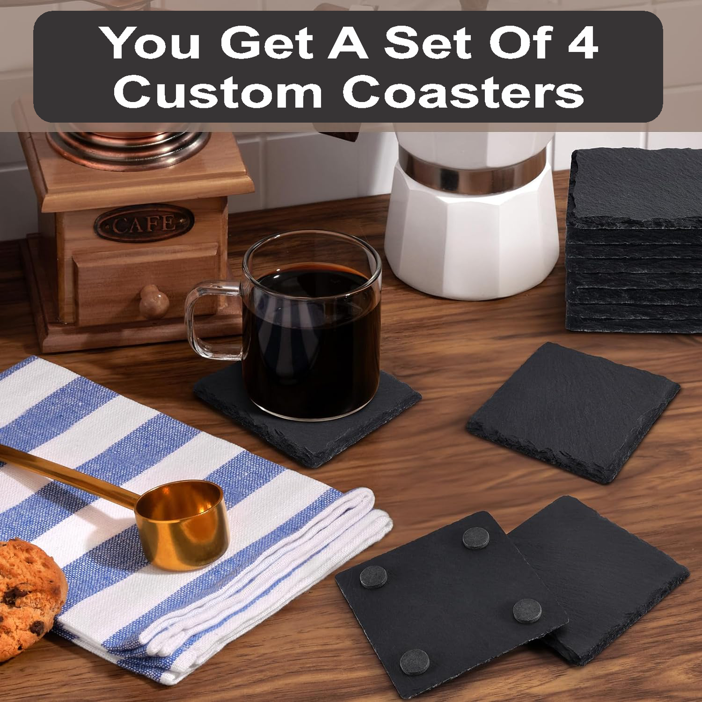 I Don't Get Drunk, I Get Awesome - Set of 4 Black Slate Stone Coasters