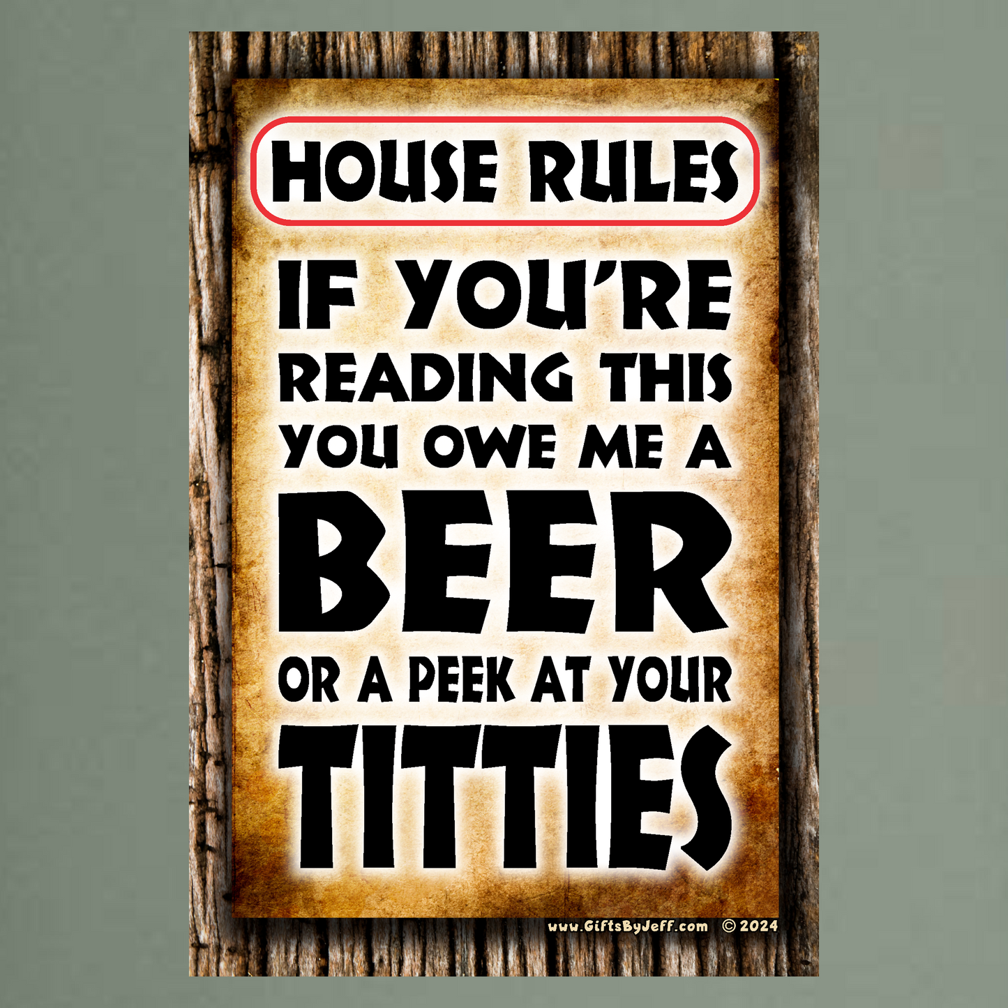 If You're Reading This You Owe Me A Peek At Your Titties - 12" x 18" Vintage Metal Sign