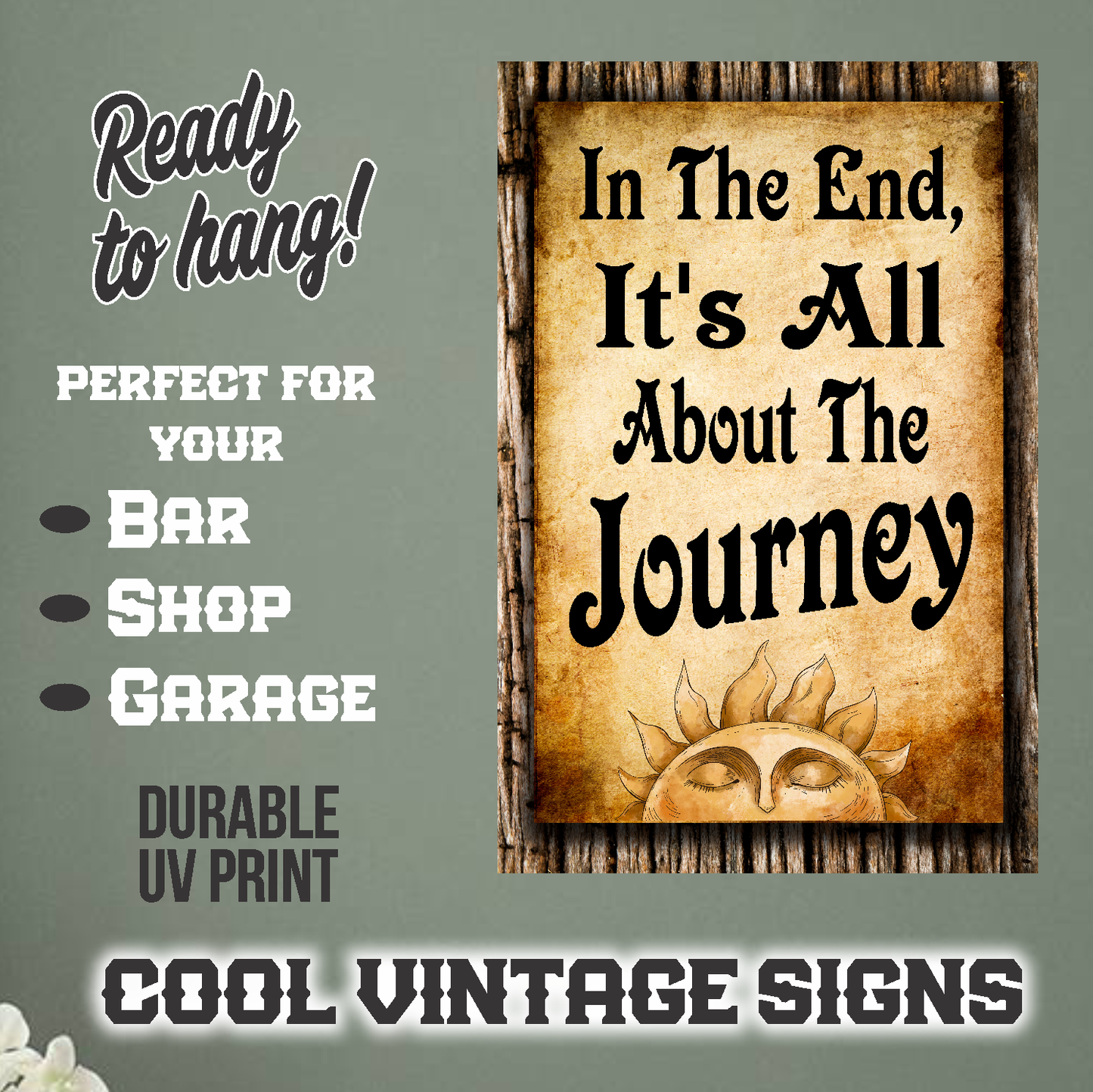 It's All About The Journey - 12" x 18" Vintage Metal Sign