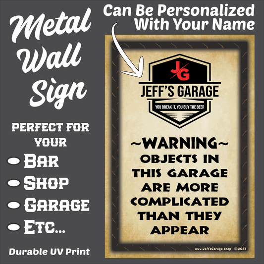 Warning - Objects Are More Complicated Than They Appear - 12" x 18" Distressed Metal Sign