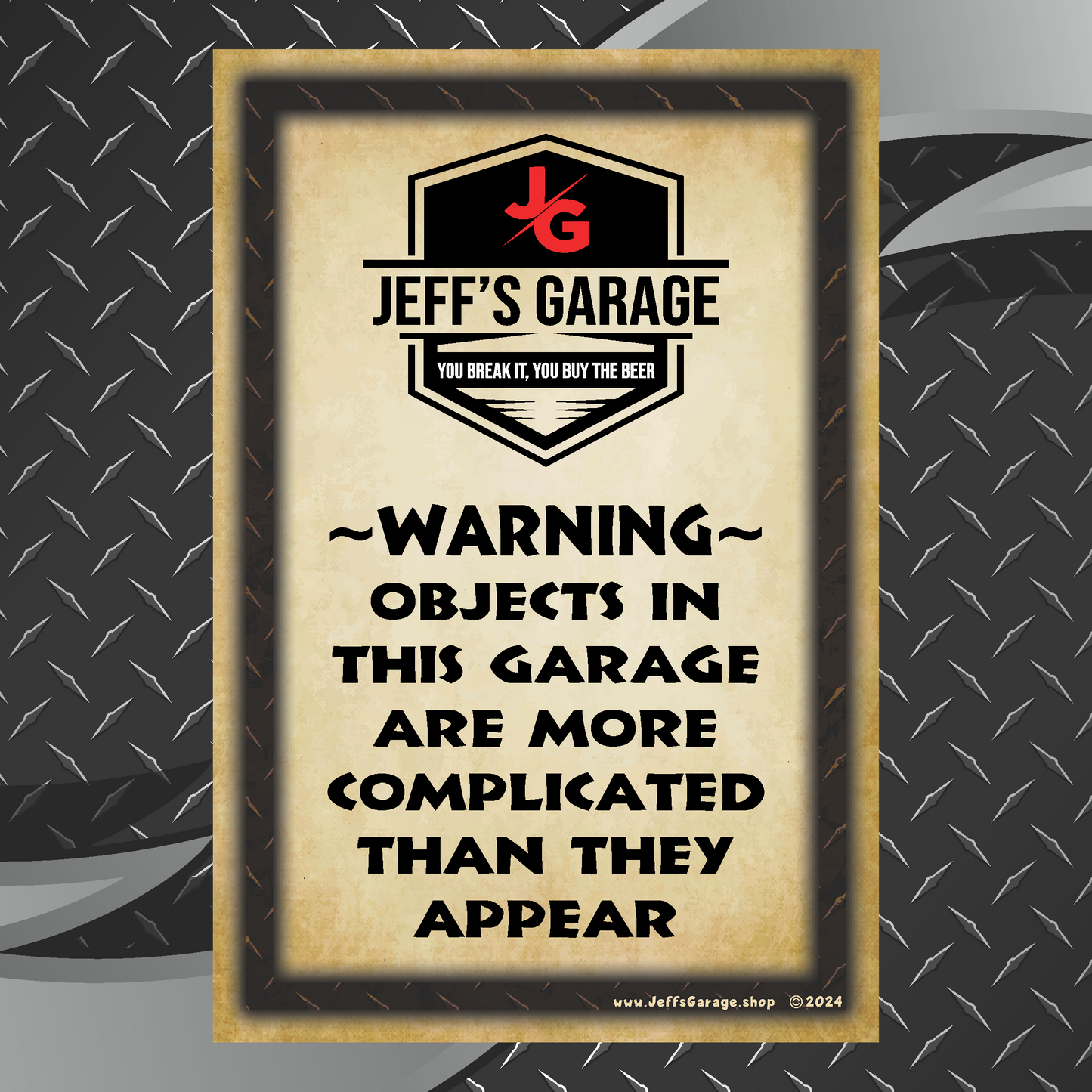 Warning - Objects Are More Complicated Than They Appear - 12" x 18" Distressed Metal Sign