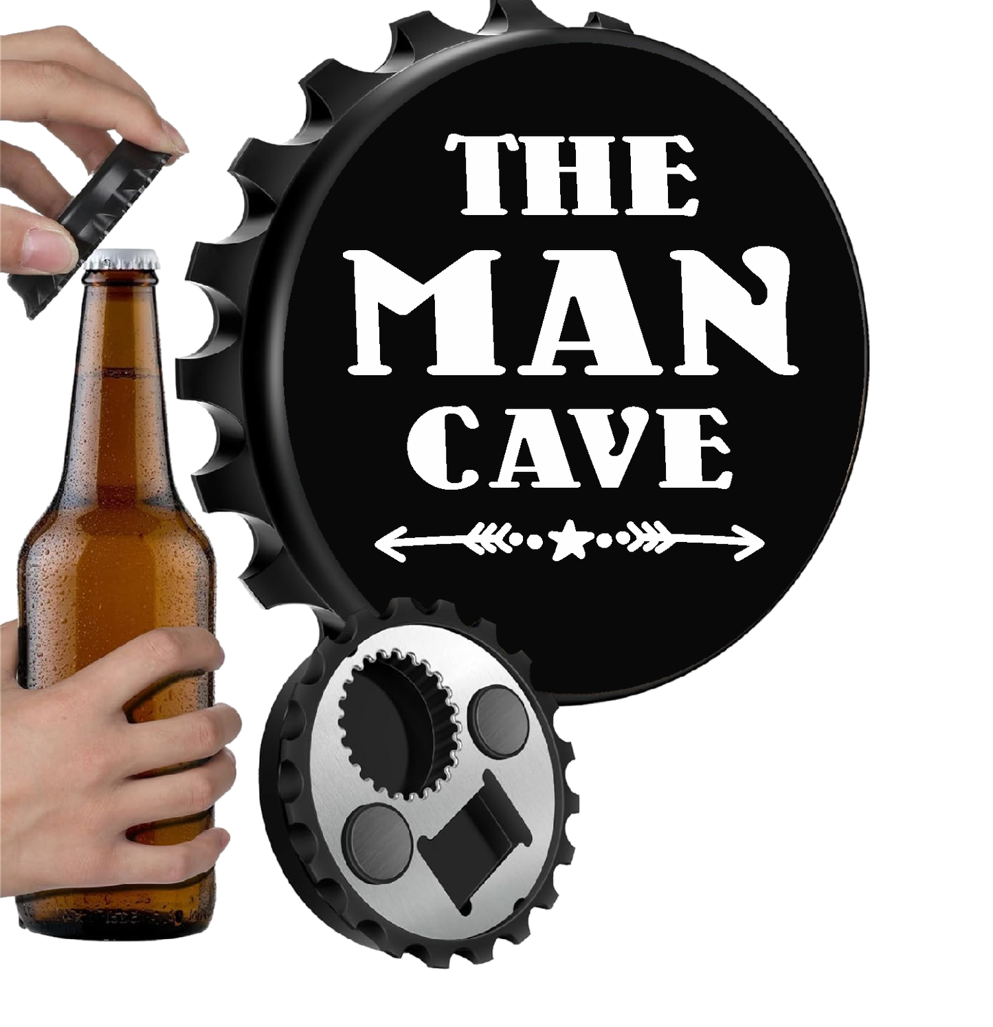 Man Cave - Where The Spirits Are High - 12" x 18" Vintage Metal Sign (Free Bottle Opener)