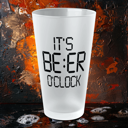 It's Beer O'clock- Frosted Pint Glass, 16oz