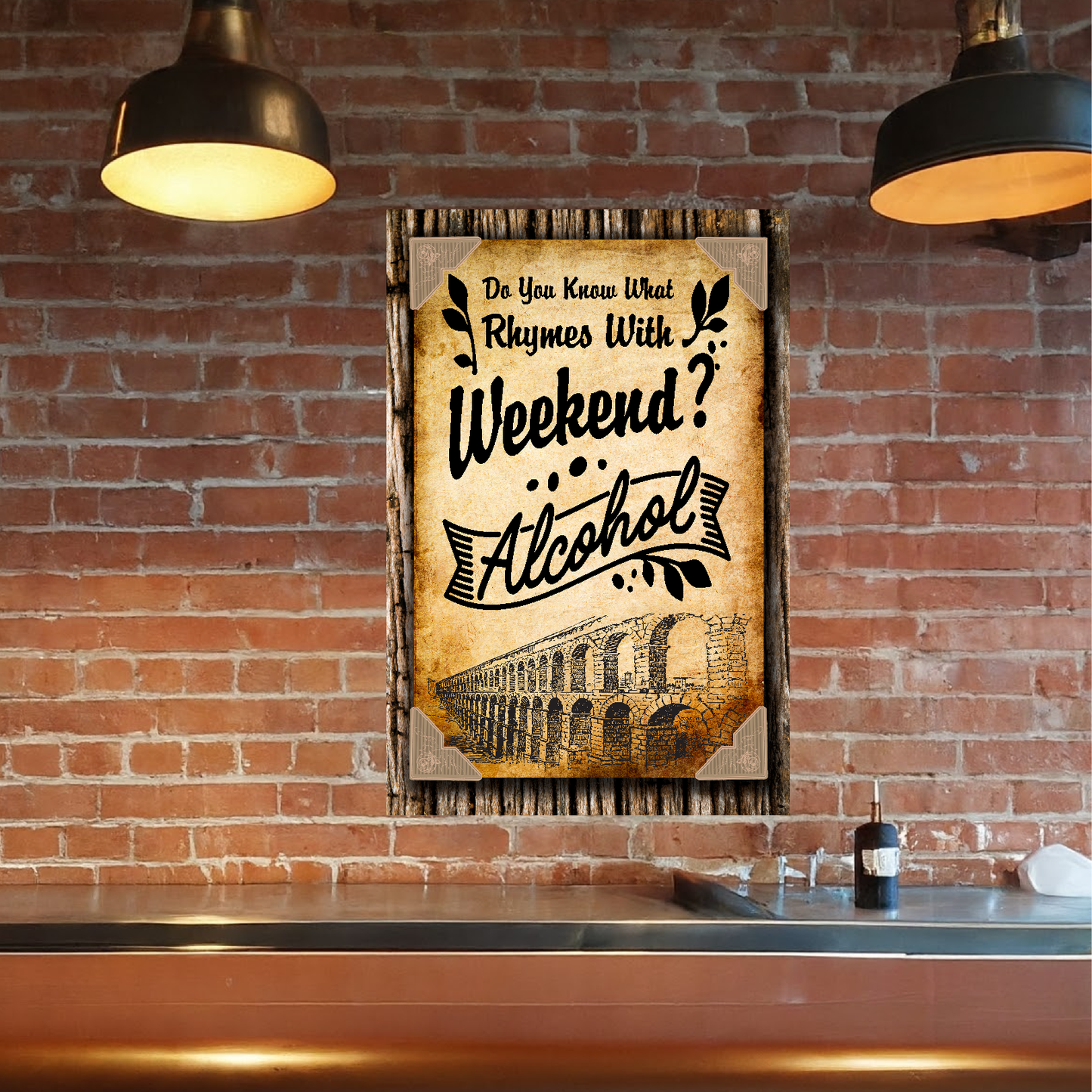 You Know What Rhymes With Friday? Alcohol (Wall) - 12" x 18" Vintage Metal Sign