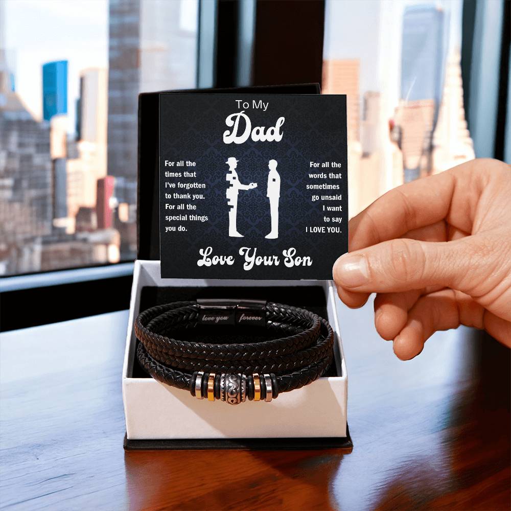 To My Dad - For all the special things you do. - Love, Your Son - Men's "Love You Forever" Bracelet