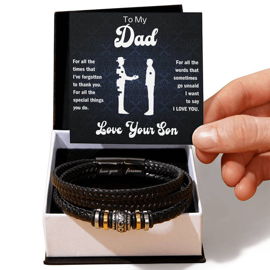 To My Dad - For all the special things you do. - Love, Your Son - Men's "Love You Forever" Bracelet