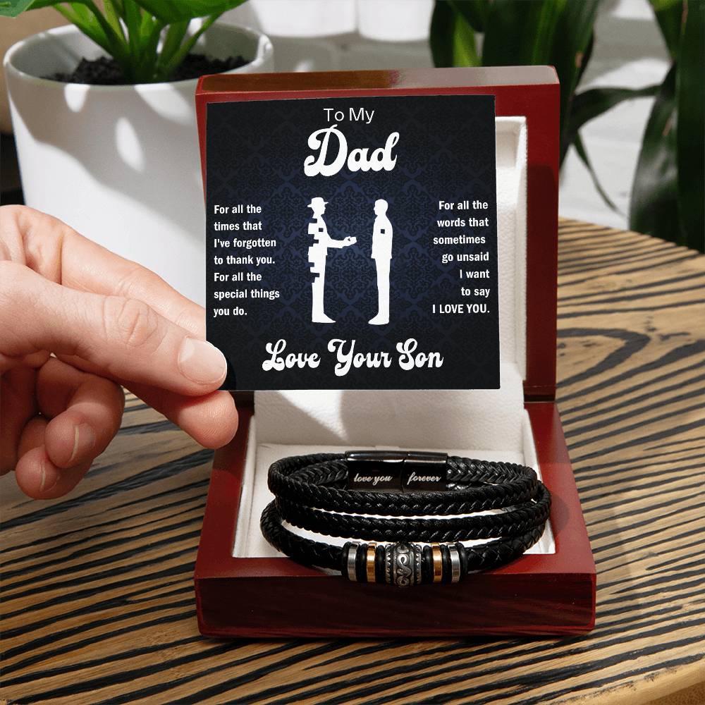 To My Dad - For all the special things you do. - Love, Your Son - Men's "Love You Forever" Bracelet