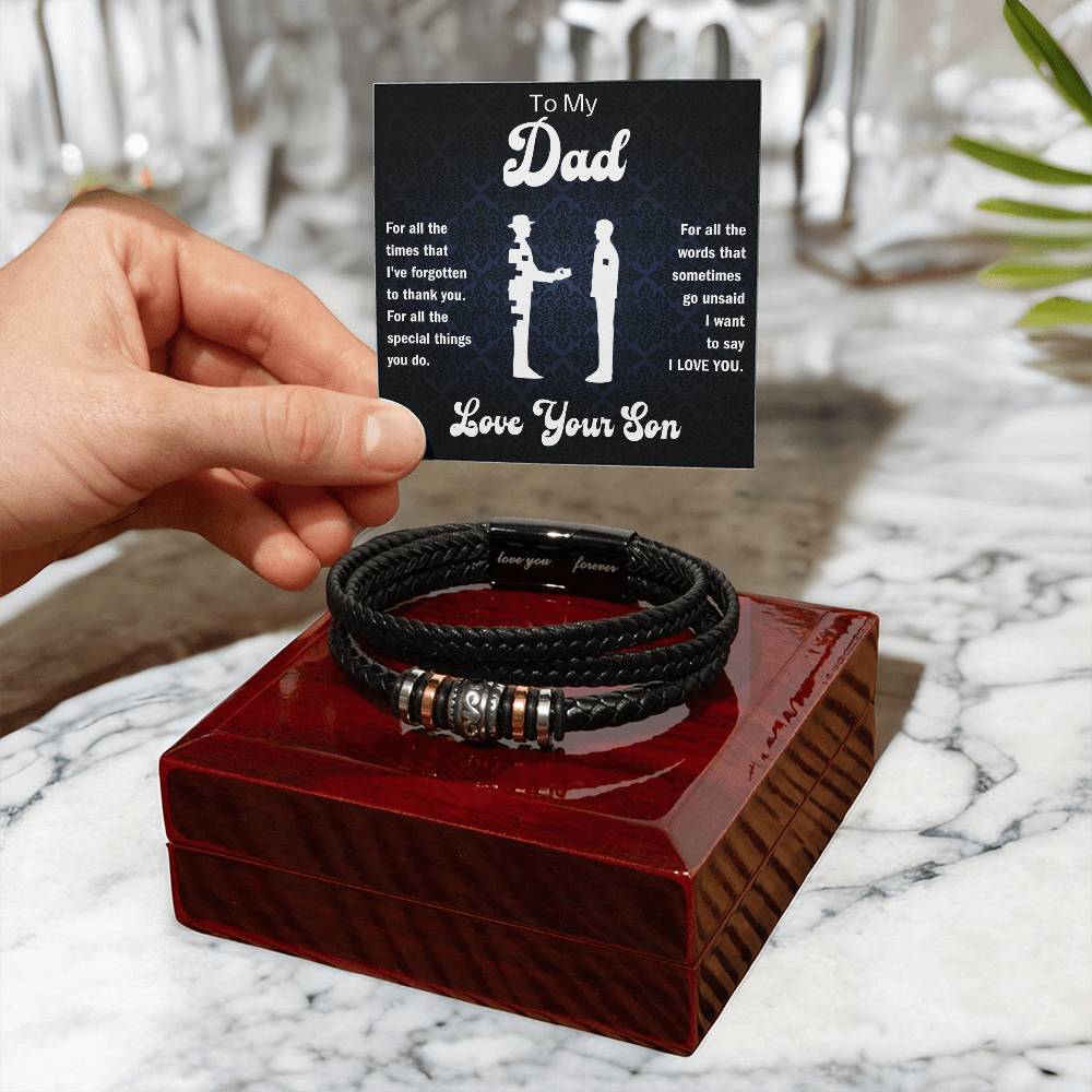 To My Dad - For all the special things you do. - Love, Your Son - Men's "Love You Forever" Bracelet