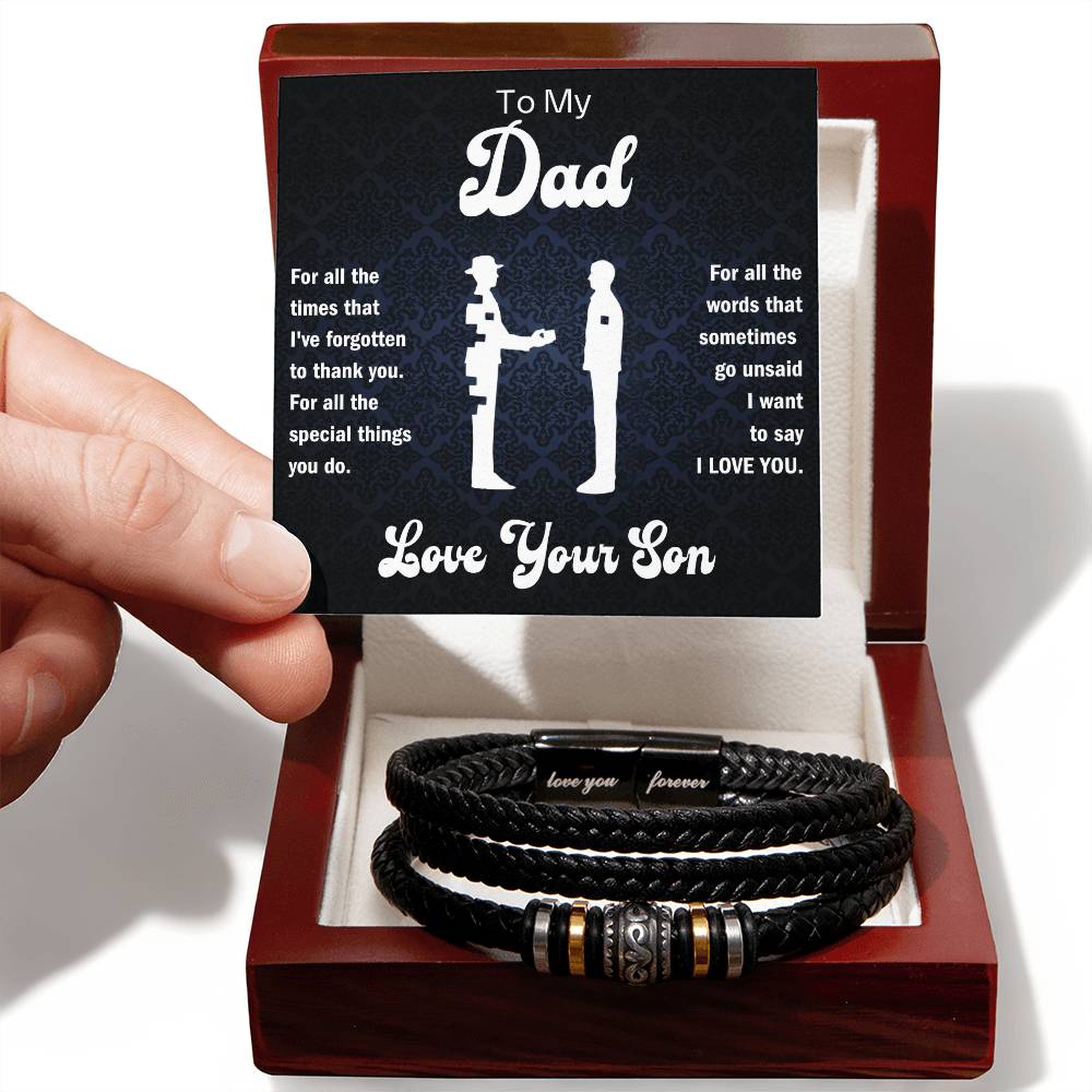 To My Dad - For all the special things you do. - Love, Your Son - Men's "Love You Forever" Bracelet