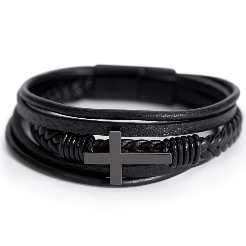 DIVINE OBSIDIAN ~ Men's Black Cross Bracelet