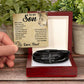 To My Son - I promise to love you for the rest of mine.  Love, Dad. - Men's Cross Leather Bracelet