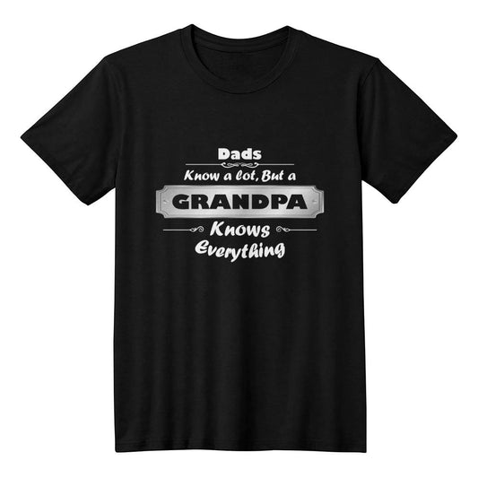 DAD knows a lot, but a GRANDPA Knows Everything - Bella + Canvas 3001 Jersey Black Tee T-shirt