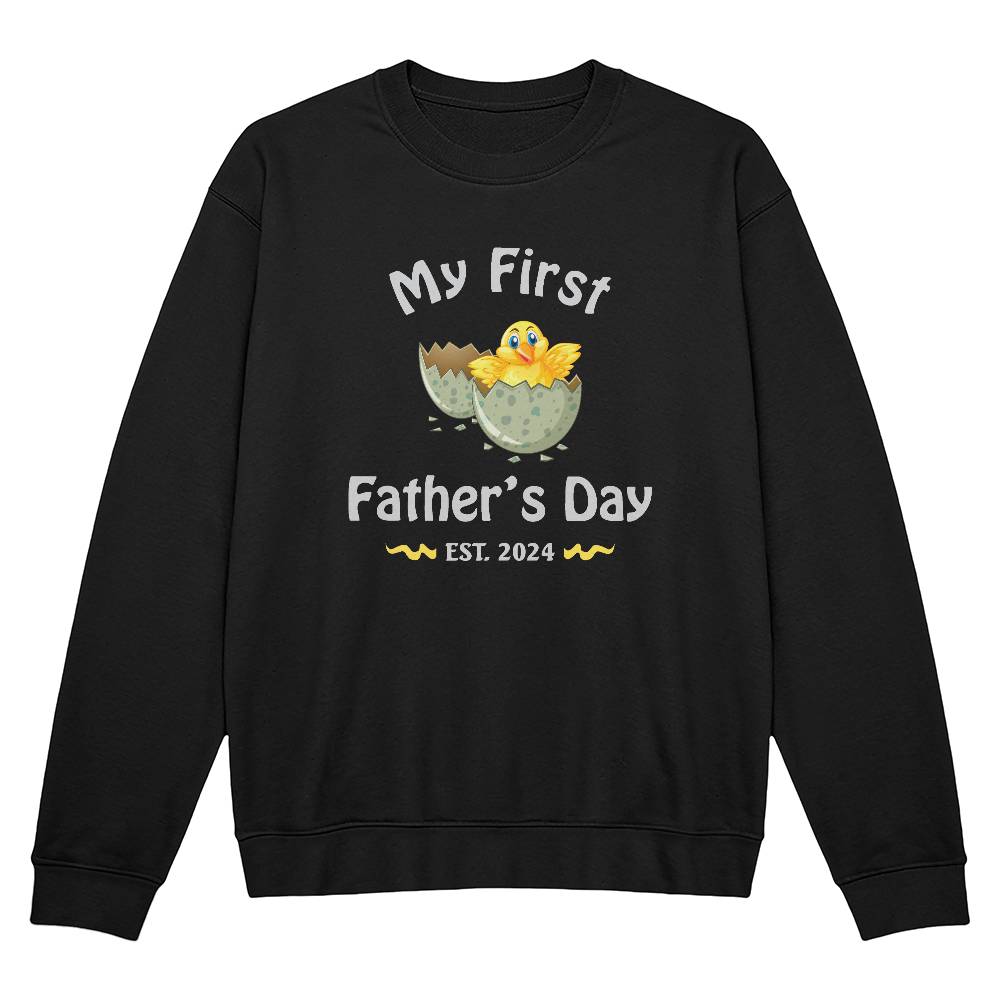 My First Father's Day - Hatching Chick - Est. 2024 - Bella + Canvas 3945 Unisex Crewneck