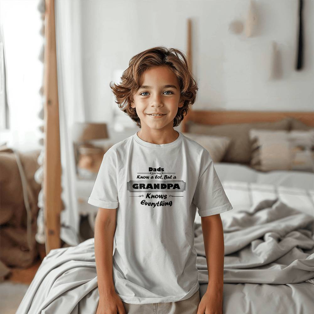 DAD knows a lot, but a GRANDPA Knows Everything - Bella + Canvas 3001Y Youth T-Shirt!