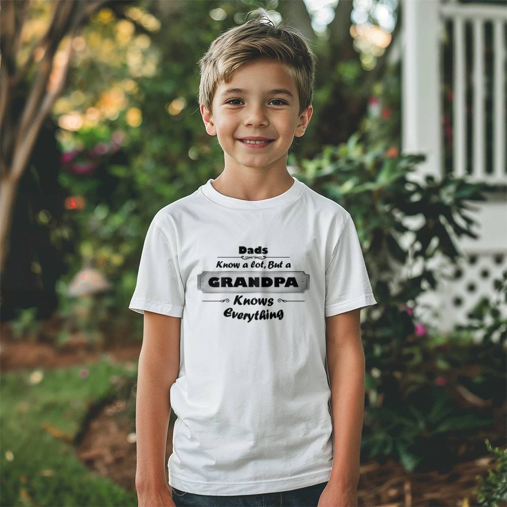 DAD knows a lot, but a GRANDPA Knows Everything - Bella + Canvas 3001Y Youth T-Shirt!